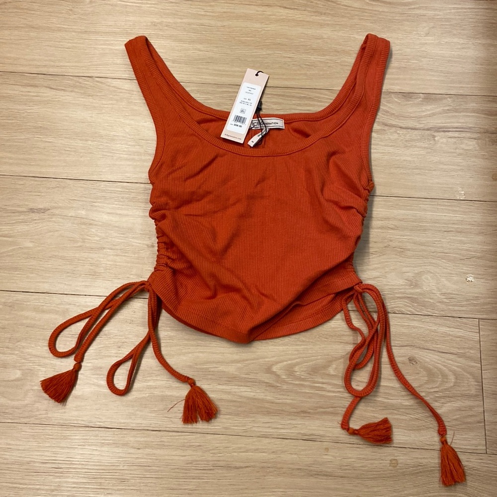 BCBGeneration Tassel Side Tie Crop Tank
